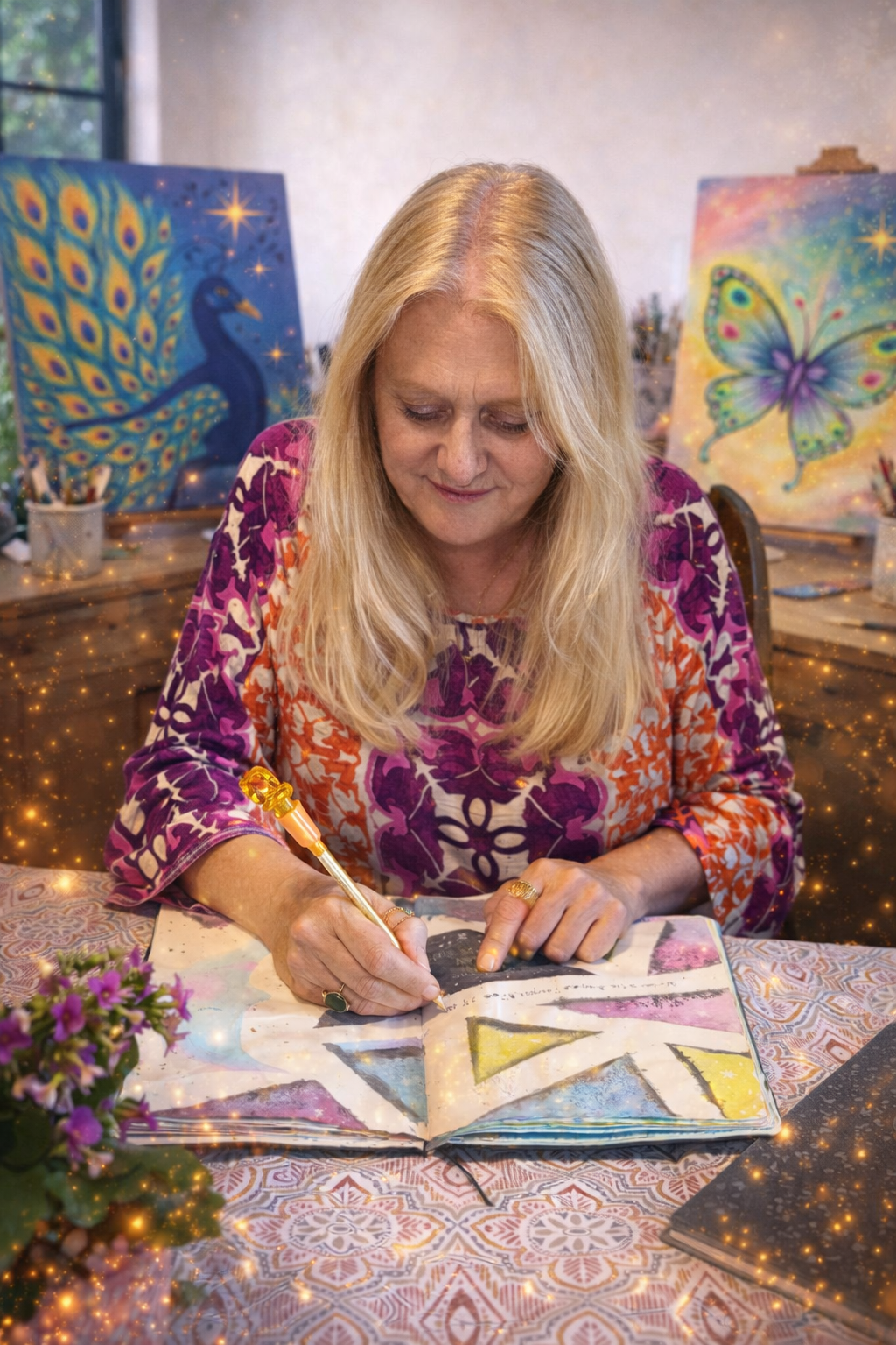 Nancy York working in her studio